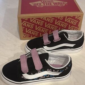 Vans Kids Black and Purple Butterfly Sneakers